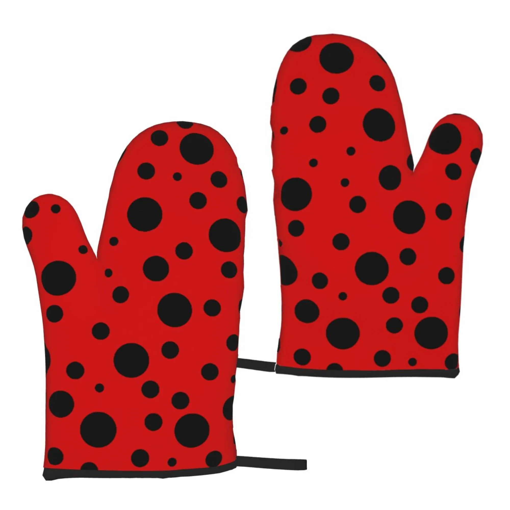 Points à pois et noirs mitans de four aux gants résistants à la chaleur des porteurs de pot résistants à la chaleur à la chaleur pour cuisson de cuisson