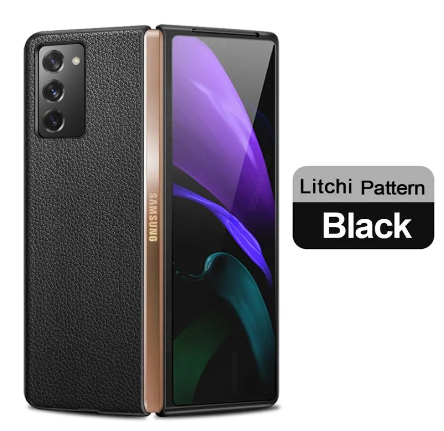 Prawdziwa skórzana obudowa na galaxy z fold 2 obudowa wstrząsowa oryginalna skórzana okładka dla Samsung Galaxy Z Fold2 5G Cover Full Protector9929682