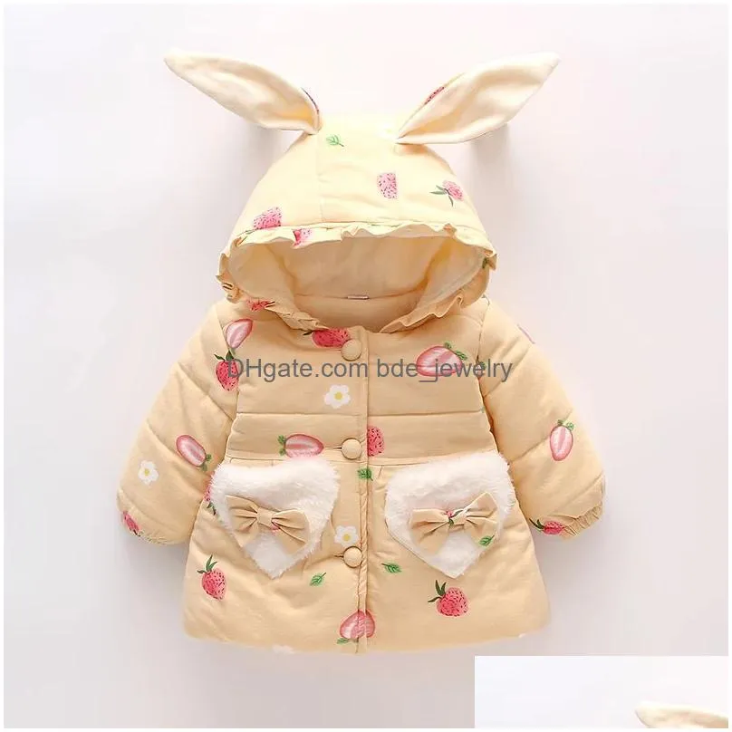 jackets winter peuter meisje kleding schattige konijn oor hooded baby jas dikke warme pasgeboren baby jas voor meisjes kerst