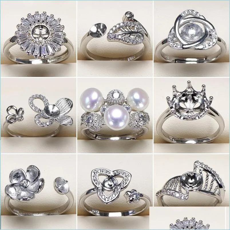 Impostazioni di gioielli Ring Pearl Ring 925 Sliver Anelli fai -da -te per donna Dichiarazione di dimensioni regolabili Deliverità Fashion Delivery Dhgarden Dhpbk