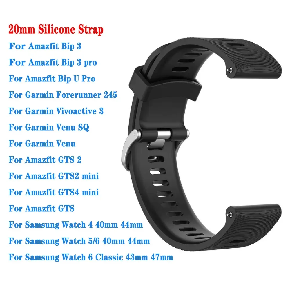 Bracelet en silicone de montre intelligent pour huami amazfit bip3 / 3 pro bracelet sport pour amazfit gts4 mini / bip u pro 20mm bracelet