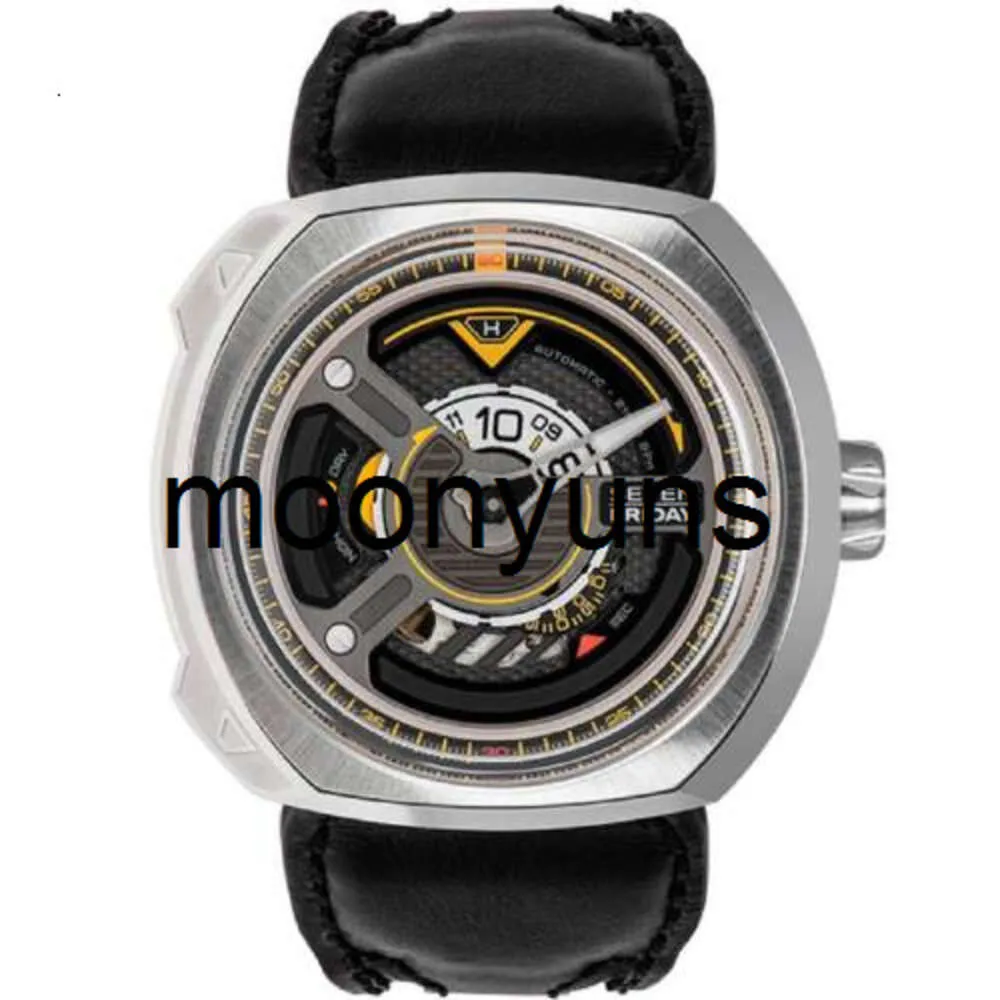 Sevenfriday Watch Designer Watches Sevenfriday Mens Watch Power Reserve Black Genuine Leather Strap W1-01 di alta qualità