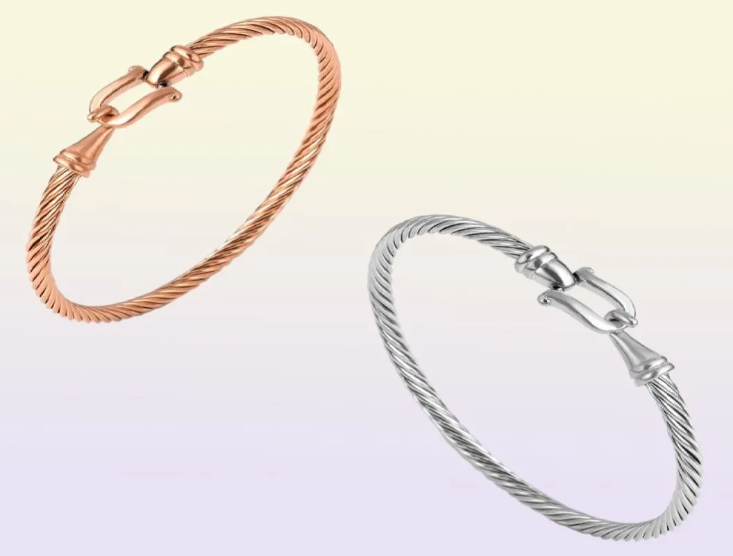 Gioielli di moda braccialetti di cuffia color argento in oro rosa fascino in acciaio inossidabile cavo sottile bestiame di gioielli pulseira per donne5755059