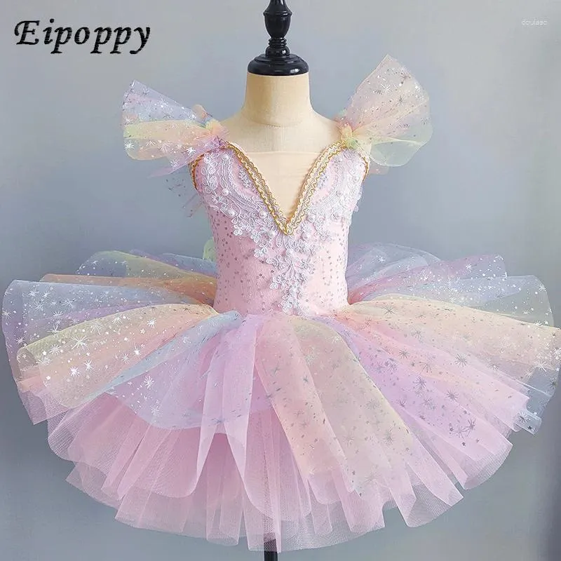 Scena noszona baletowa sukienka taneczna dziewczyny pettispódniczka tańcząca ubrania dla dzieci profesjonalny mały kostium łabędzia tutu gazy spódnica