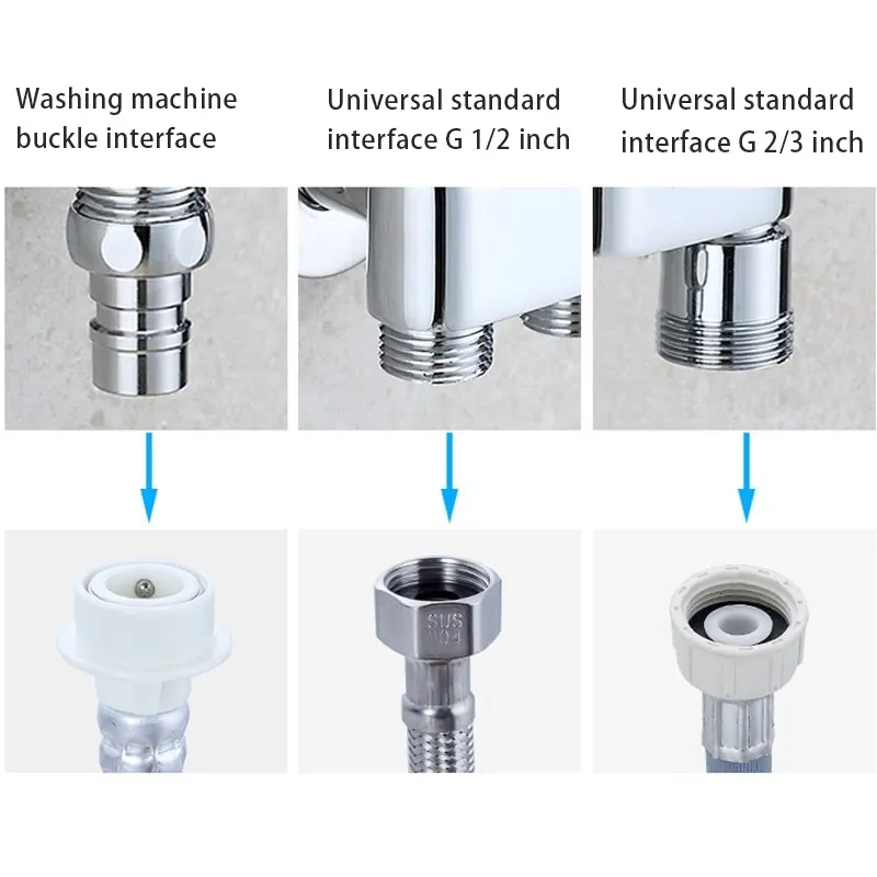 Angle Stop Valves One In Two Out G1/2Interface Water Filling Valve for Bathroom Toilet Sink Bathroom Basin Faucet Tap