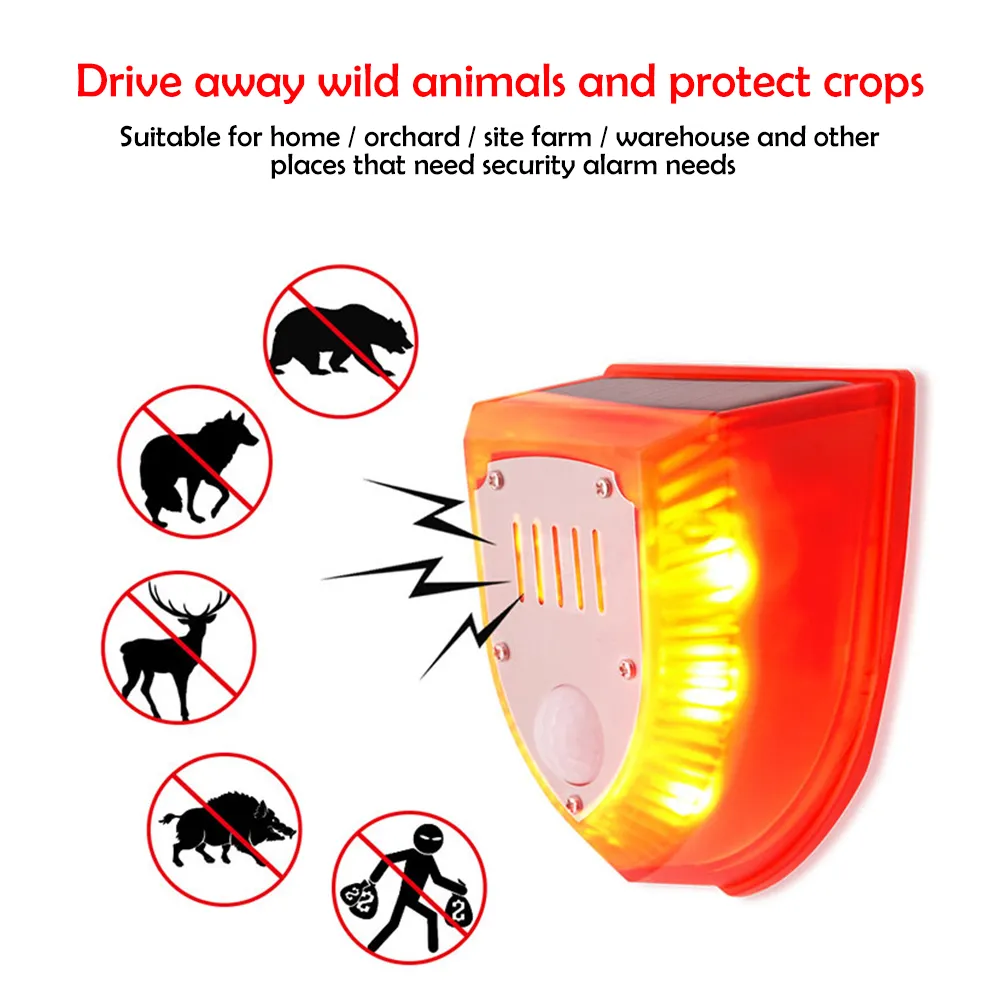 DHgate.com:Advanced Solar Powered Animal Repellent Alarm Siren Light ...
