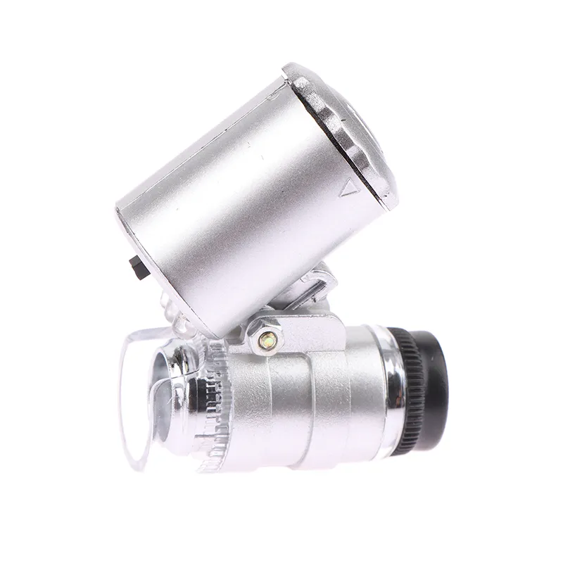 LED Lighted Pocket Magnifying Glass Small Slide Out Loupe Portable Magnifier Jewelry Microscope Jewelers 30x 60x Magnification Uv Lights Cy Detection