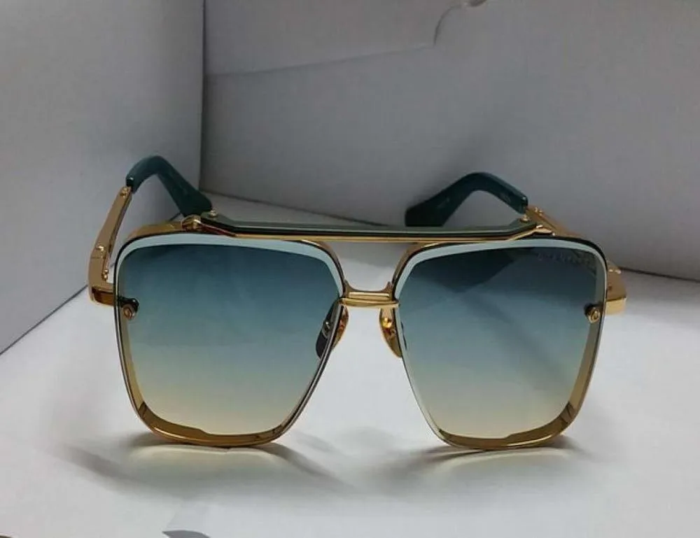 Sommerpilotquadratische Sonnenbrille 121 Gold Blue Green Gradient Objektiv 62 mm Sonnenbrillen Herren Schatten Brillen mit Box3586532