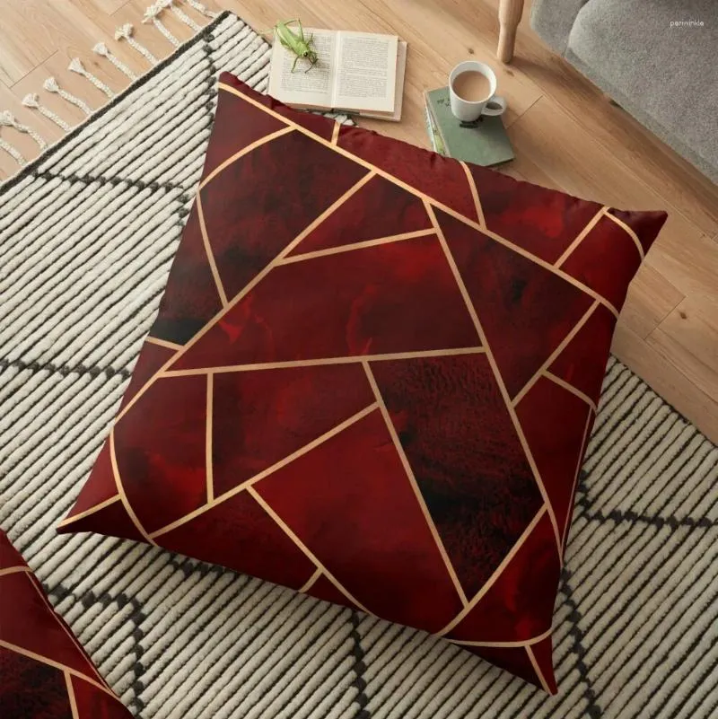 Pillow Red Gold Geo Floor Coupa Cover Luxury Living Room Dorative S Rectangular