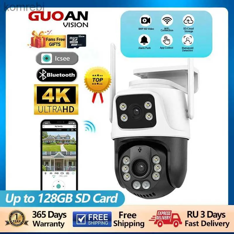 Cameras 8MP 4K Haute définition IP WiFi Camera Outdoor Lens Screen ICSEE Application Automatic Suivi Tamesproof Security Video Survering Police C240412