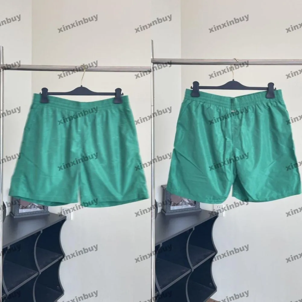 Xinxinbuy 2024 Men kvinnliga designer shorts mörk randig bokstav 1854 kort bomull svart vit brun grå khaki grön s-xl