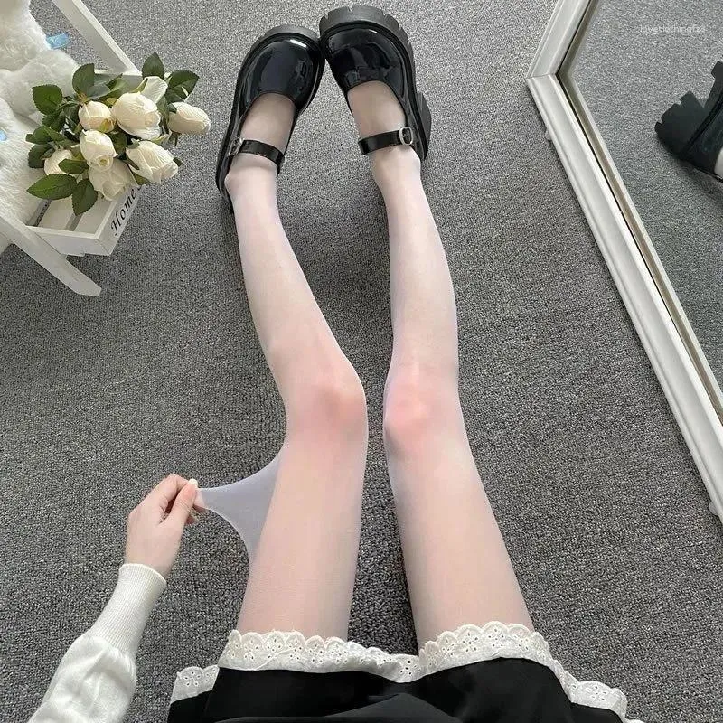 Mujeres calcetines sexy medias de verano placas blancas negras lolita lolita pantimedias muslos anime cosplay accesorios