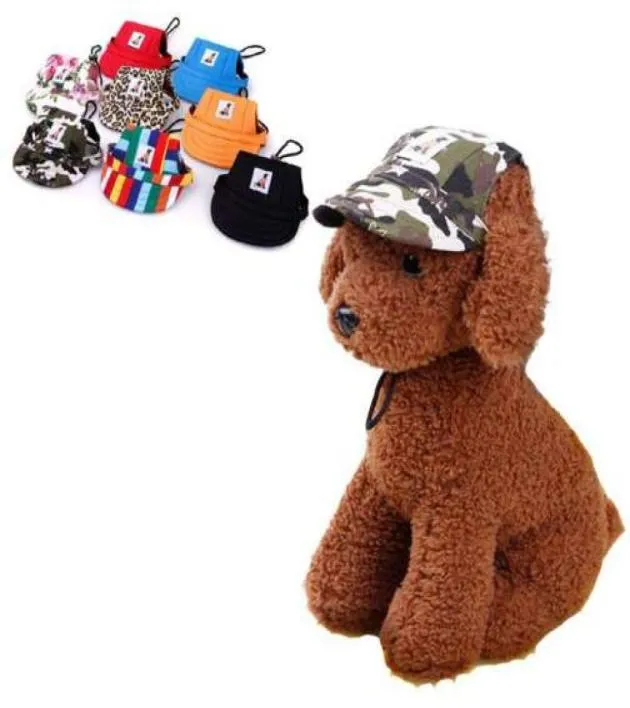 8色ファッションドッグハット夏のための小さな犬の猫野球帽のバイザーキャップとイヤーホールペット製品屋外アクセサリーSun Hat9330729