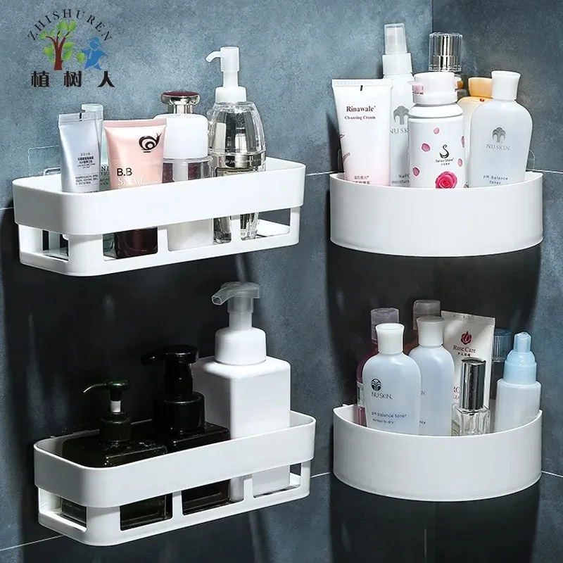 Douche caddy plastic afvoerrek multi muur gemonteerd doel badkamer opbergplak zelf kloppende douche-organisator benodigdheden