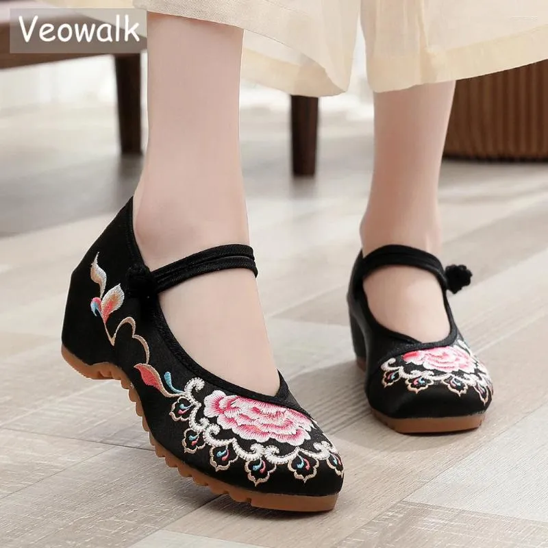 Повседневная обувь Veowalk Elegant Women Satin Cotton Mary Jane Flat китайский