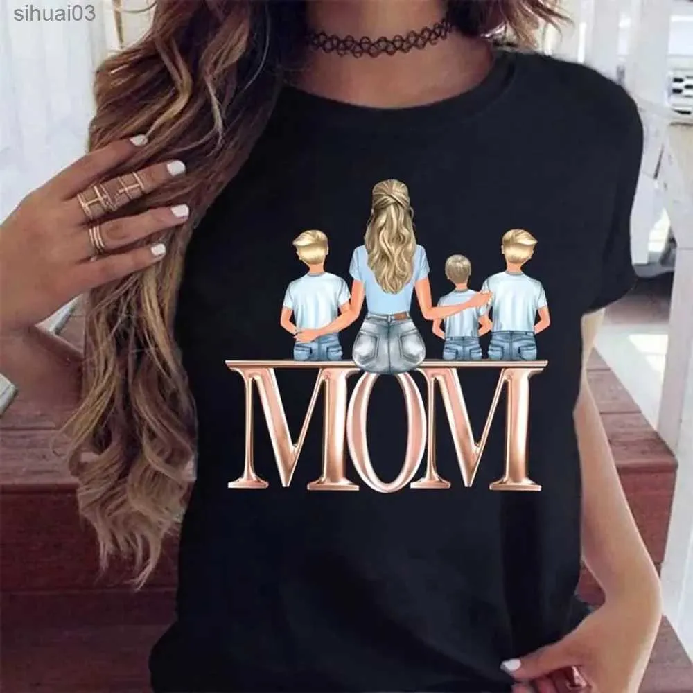 T-shirt féminin plus taille maycaur femme t-shirt cartoon maman avec chemise fils imprimer la mode