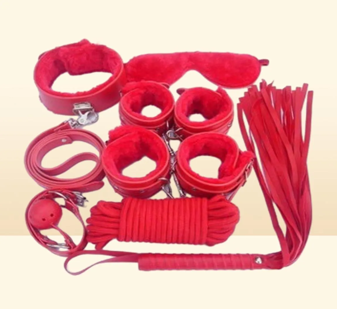 Terno divertido Produtos adultos Sexy 7 peça Conjunto de pelúcia feminina Bondage São SM 50E77455417