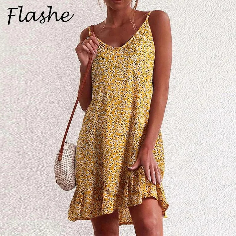 Casual jurken bloemenprint feestjurk dames v nek elegant sexy boho mouwloze zomervakantie strand mini 2024