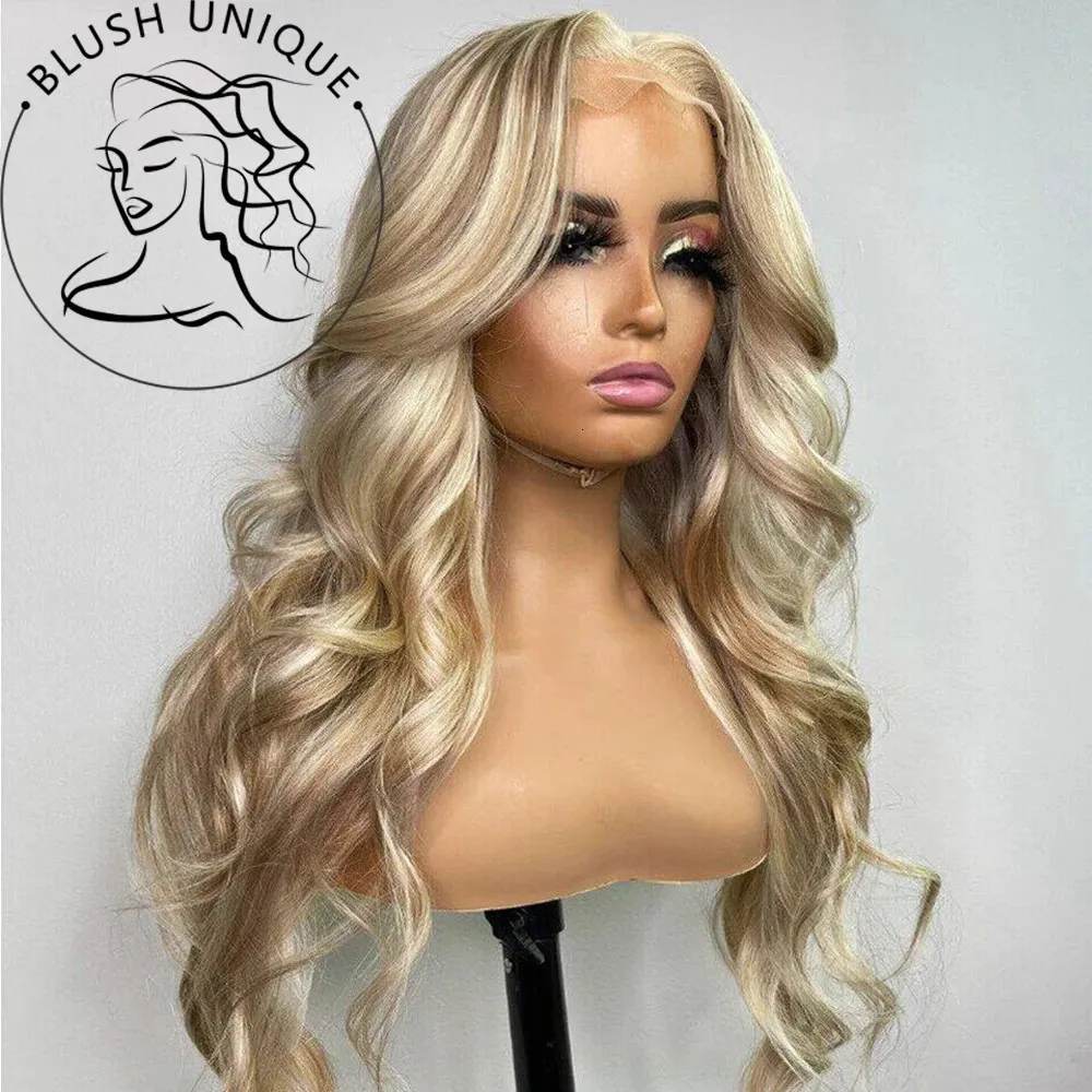 Ash Honey Bionda Bionda Wig Front Wig 13x4 Capelli sintetici HD trasparente 613 parrucche frontali in pizzo colorato per donne evidenziano la parrucca cosplay 240402