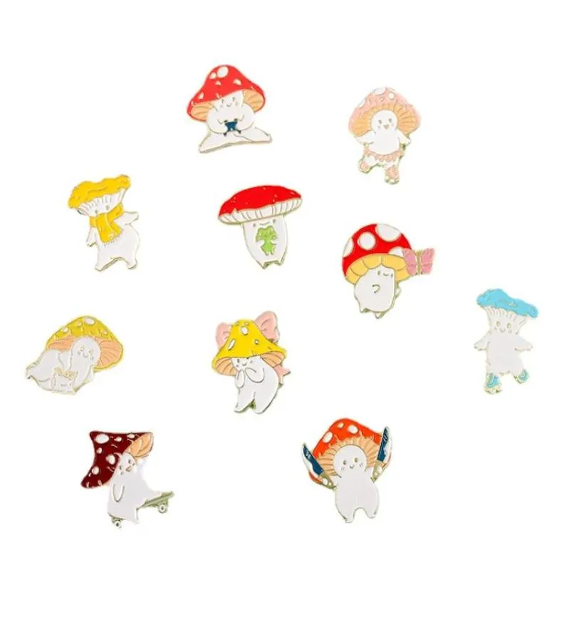 Migne Mushroom Kawaii Cartoon Brooches Pin pour femmes robe de mode manteau de la mode Demin Metal Funny Brooch Pins Badges Gift Backpack Je6120988