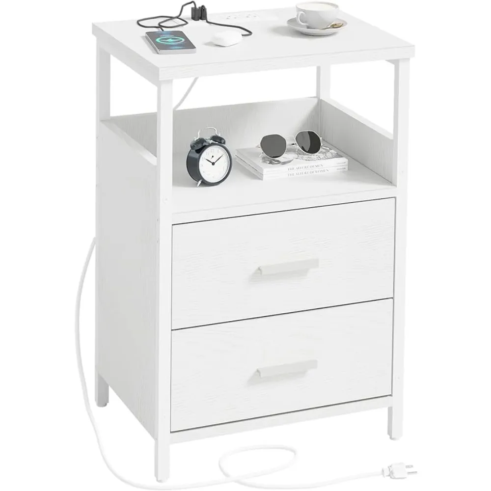 Linio-home - Comodino nero per camera da letto con cassetti, tavolino piccolo e comodino con 2 cassetti, colore: nero