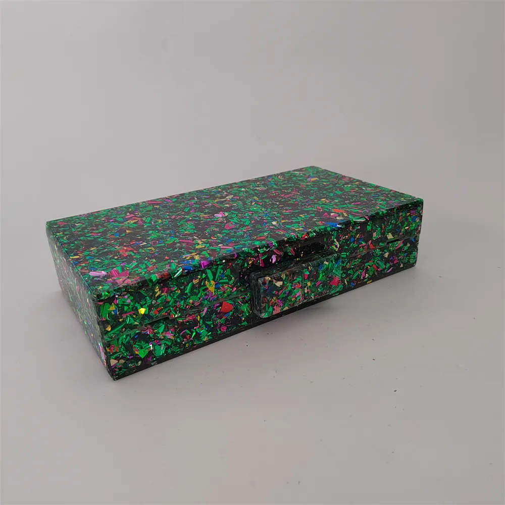 Big Green Glitter Glitter acrílico Box aperta bolsa de ombro Mulheres bolsas de mulheres Sac A principal Femme Evening Wedding Party Flap Burse