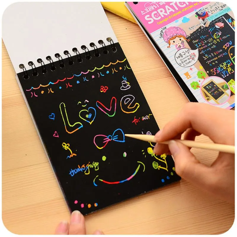 for Creative Scratching Note Book DIY Sketch Book Children Boys Girls Favorite Learning Toy Craft Kits Class Re