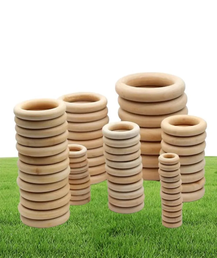1000pcs lot 1570mm diy wooden beads connectors circles rings unfinished natural wood lead beads baby teething rings wooden rin9610789