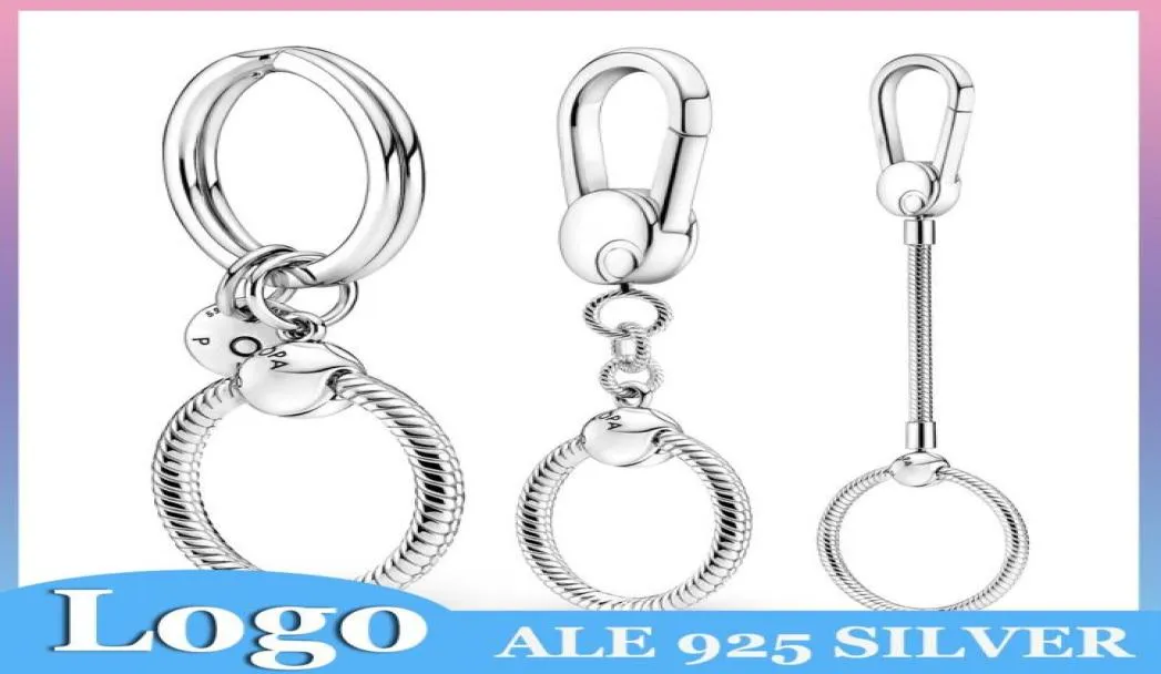 925 Silbercharme Perlen Dangle Schlüsselbund mittelgroßer Small Bag Charme Halter Key Ring Perle Fit Pandora Charms Armband DIY Juwely Accesso1814422