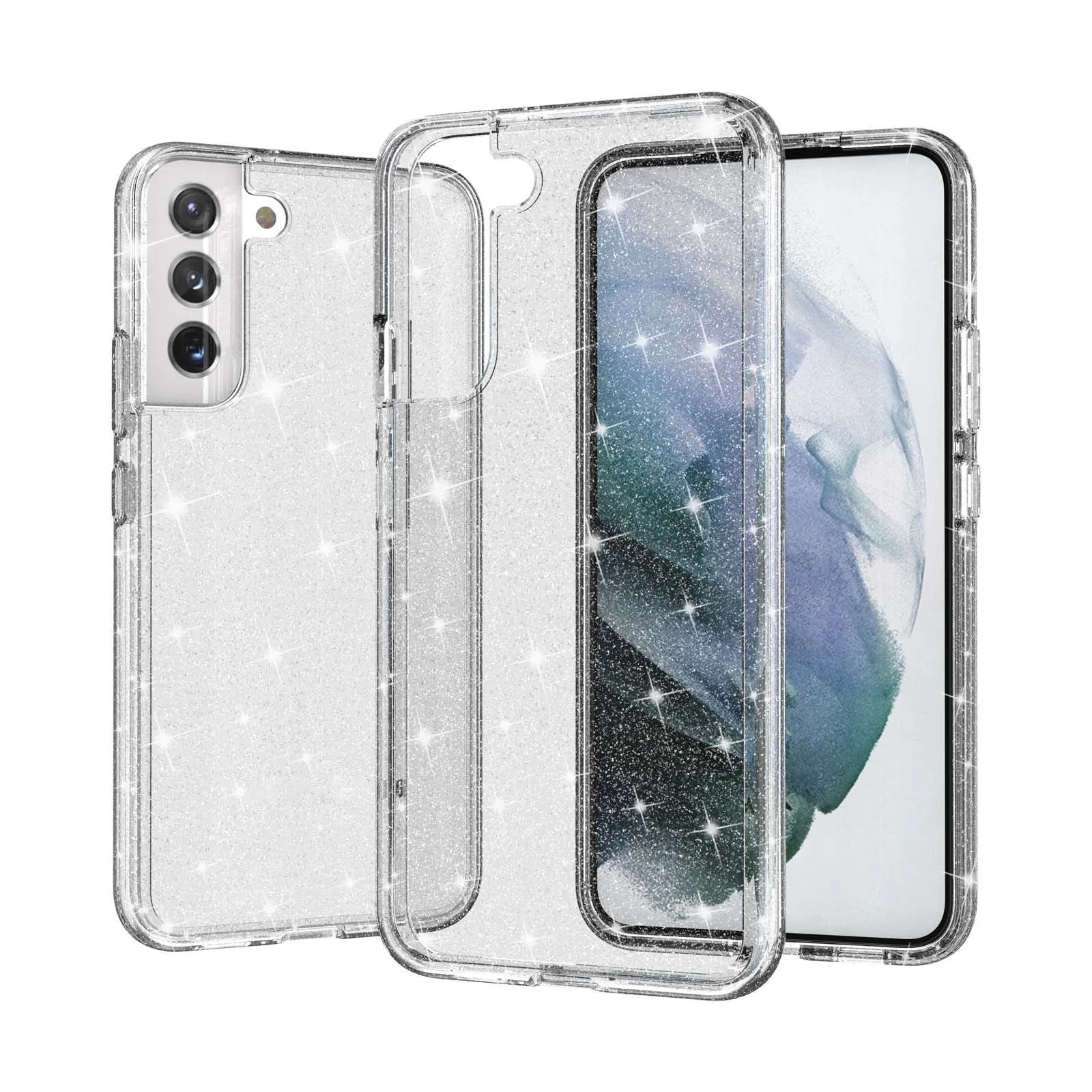 TPU Geschikte transparante glanzende koffer Soft S22+ 5G S22+ telefoonhoes compatibel met iPhone 13 Pro Max Case met cameraklep