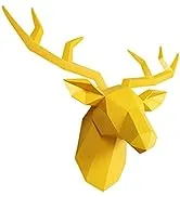 Faux Deer Head Wall Decor Resin Geometric Deer Animal Head Sculpture 3D Wall Mount for Office Bar...