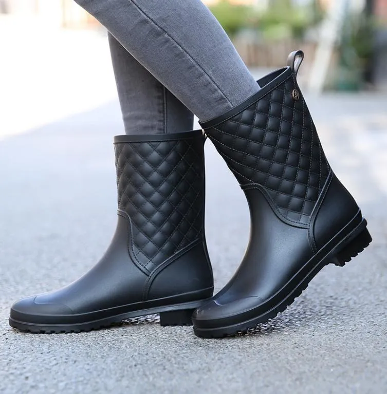 Winter Boots Brand Design Boots Rain Boot Shoes Woman Solid Rubber Waterproof Flats Fashion Shoes9635391