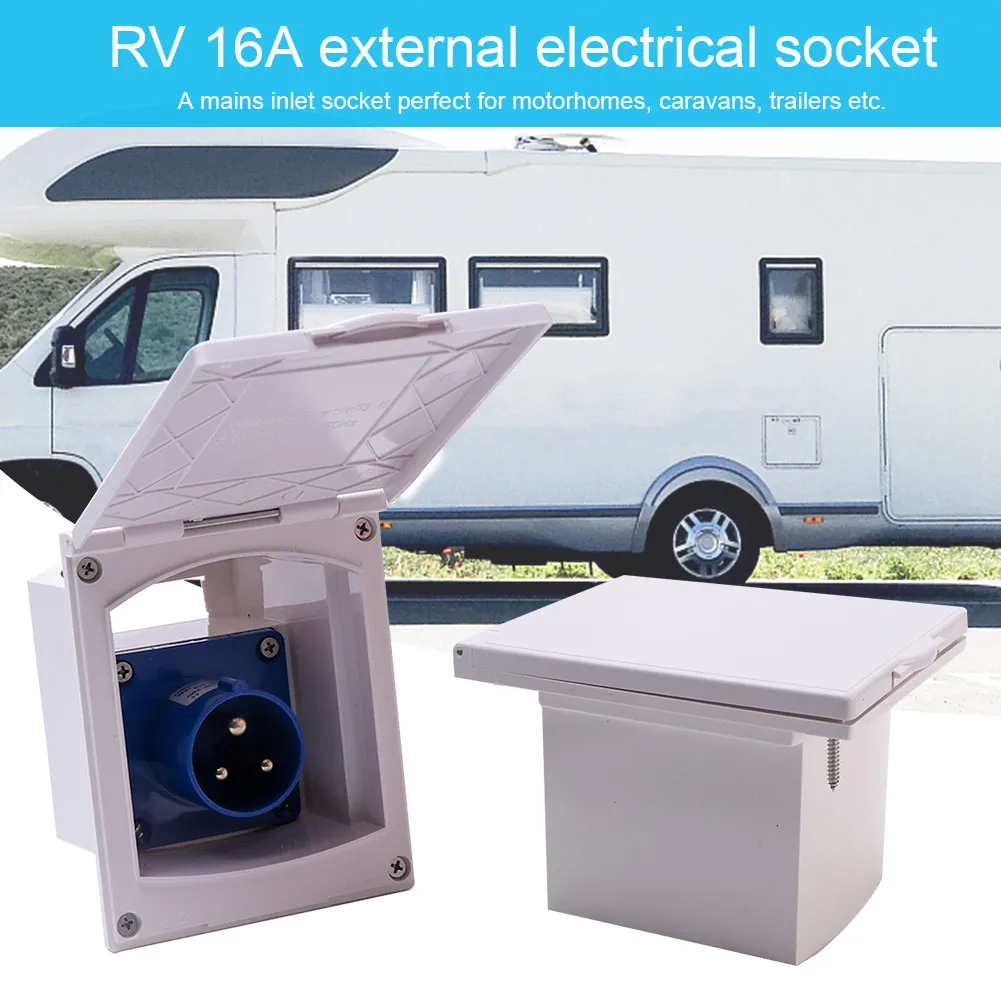 Waterproof RV Camper External 16A Practical Flush Inlet Socket Mains ...