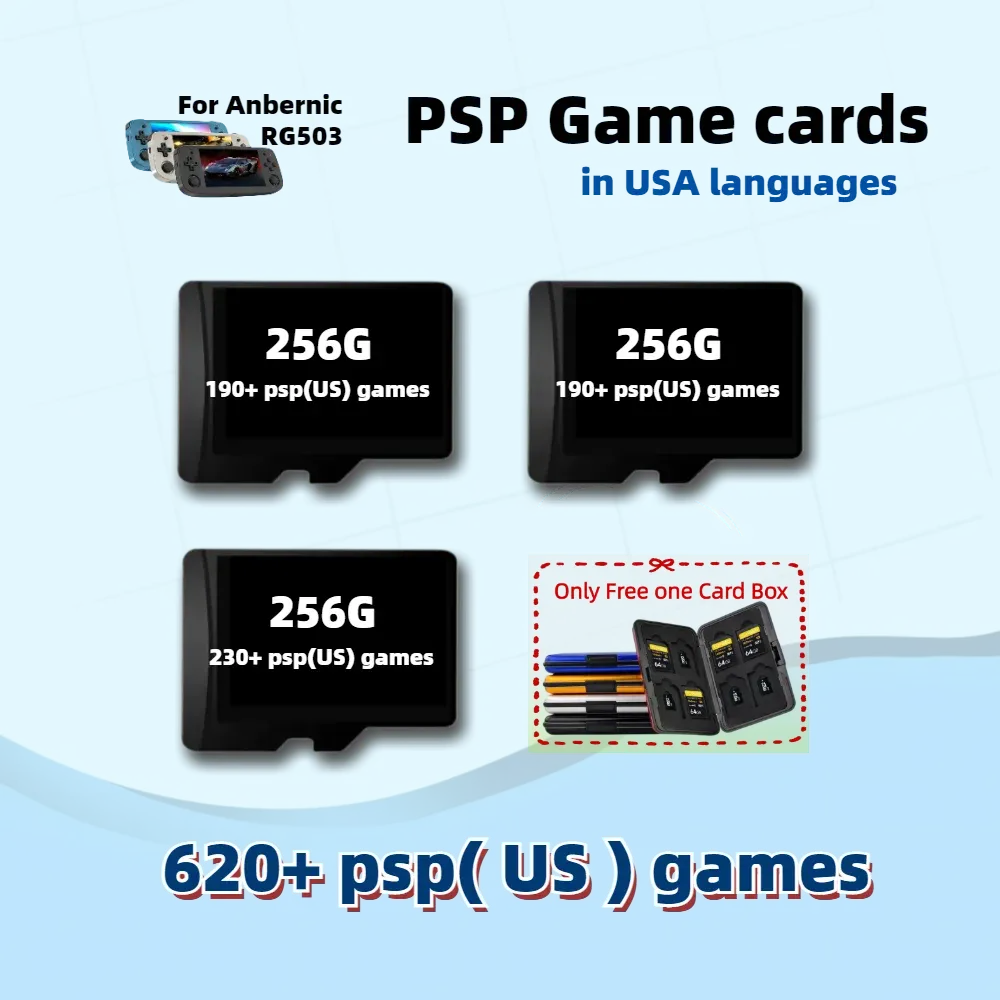 PSP Game TF Carte pour Anbernic RG503 Langue USA Europe Japon France Allemagne Italie Korea Espagne Chine 3200+ Classic RG405M