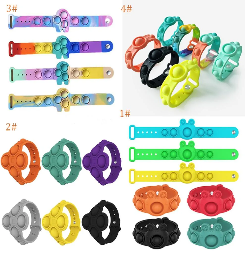 Bracelets de bolhas de push prevalentes Toys Sensory Ring Macaron Tie Dye Decompression Keychain Puzzle Press