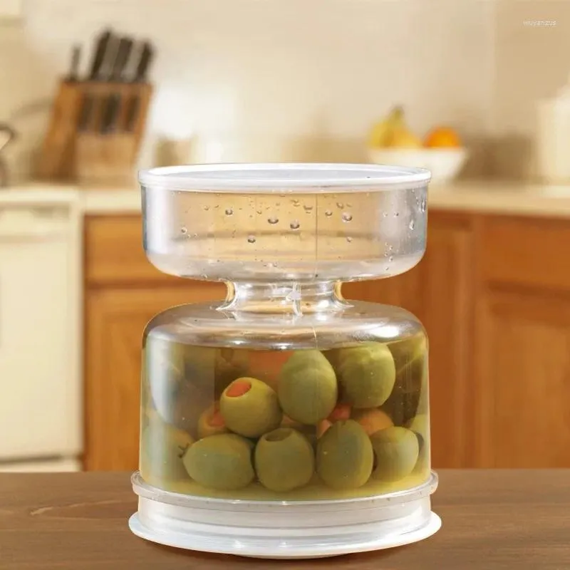 Storage Bottles Pickle Jar Wet And Dry Dispenser Olive Hourglass Cucumber Container With Filter Flip Closed Food