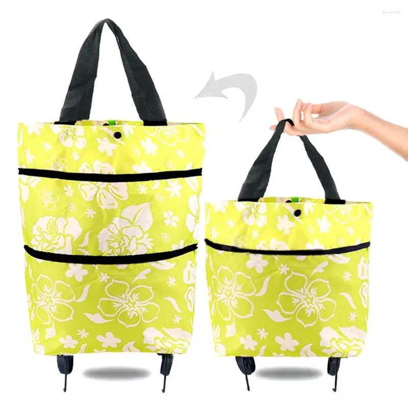 Sacs de rangement sac de panier portable sac packable paquet d'épicerie de carreau de carreaux express petite traction avec roues remorque légère