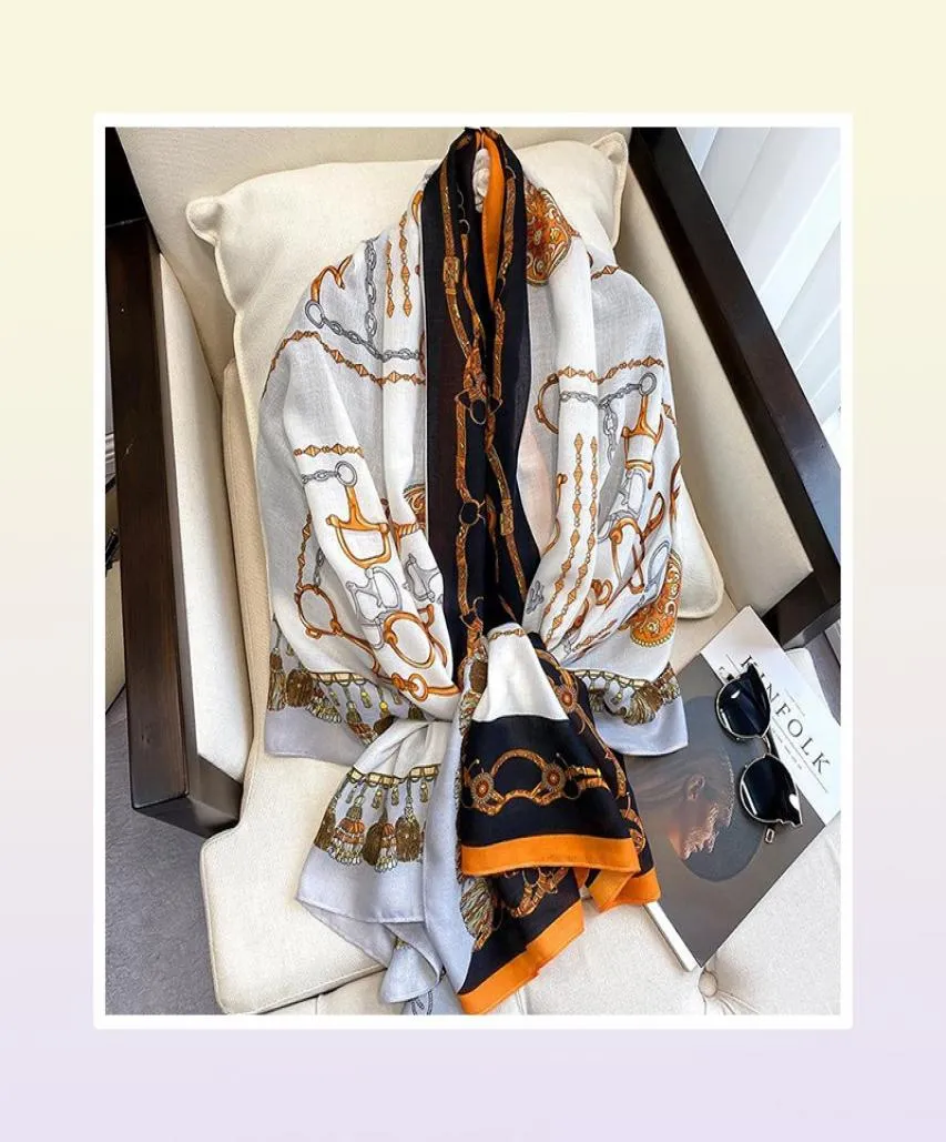 Sciarpe sciarpa di cotone per donne inverno viscosa viscosa arancione arancione stampato designer di design pashmina scialli sciarpe3058498
