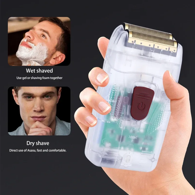 Rakare USB trådlös Razor Shaver Transparent Professional Beard Clipper Rechargeble Electric ShaudioVideoer Electric Cut Machine