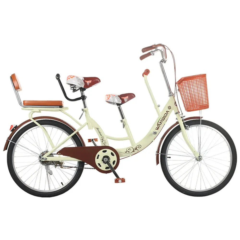 Two Seat Electric Bike: Family Tandem Bicycle Front Rear Brakes