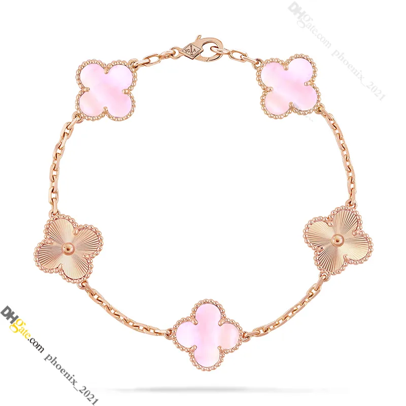 Chain Clover Bracelet & Laser Pattern Luxury Designer Bracelet for Women 18K Gold Titanium Steel Gold-Plated Never Fade Not Allergic, Gold/Silver/Rose, Store/21621802