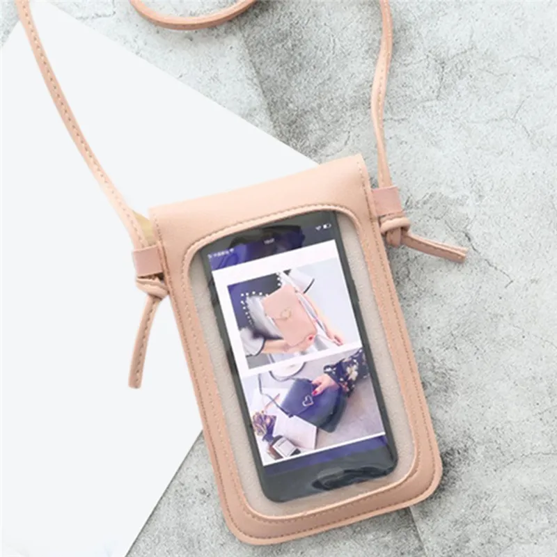 Telefon Brieftaschen Transparent Touchscreen Mobiltelefon Beutel Beutel Frauen Telefon Geldbeutel Messenger Taschen kleine Klappenbeutel Mini -Umhängetasche