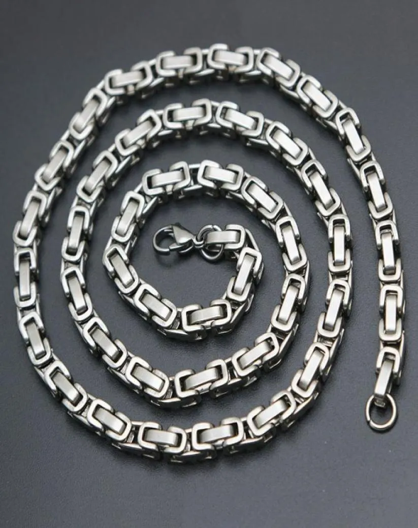 Chaîne masculine 4 mm 5 mm Tone en argent 316 en acier inoxydable Collier de liaison byzantine Chain5443459