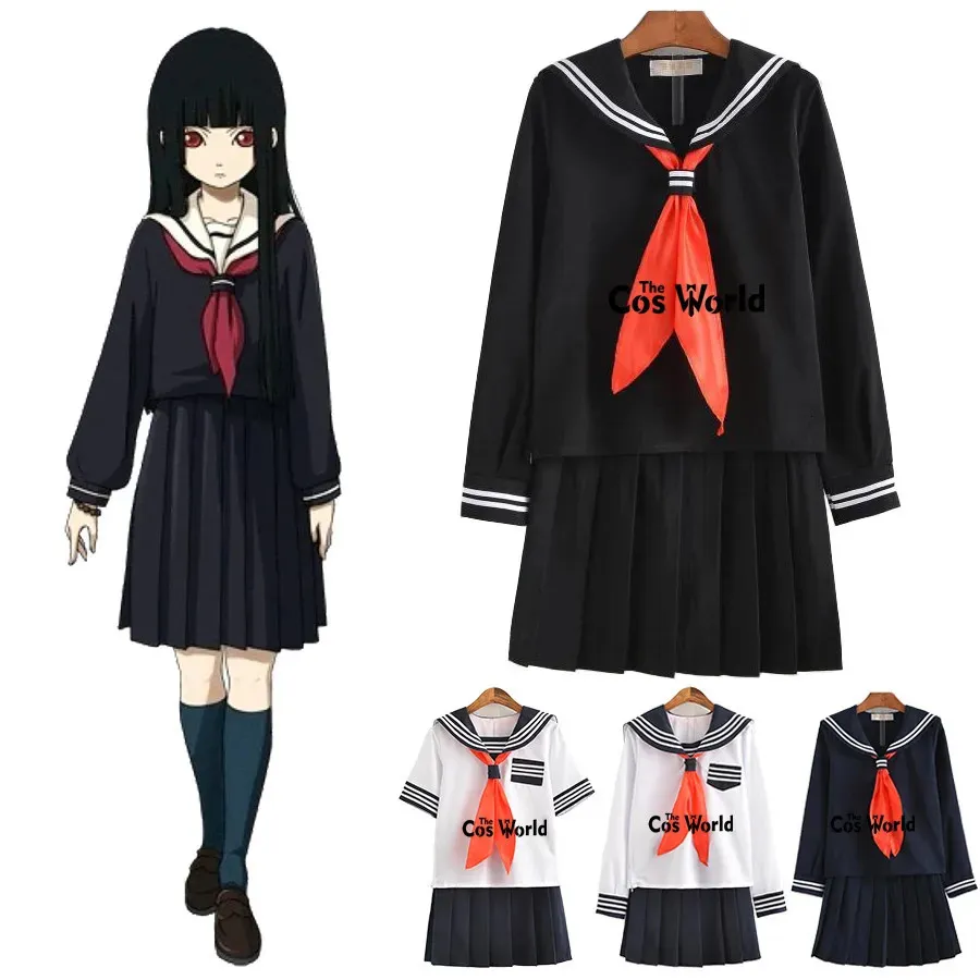 S-5xl JIGoku Shoujo Enma AI Summer Sailor Suit JK School Mundur Studenci tkanin