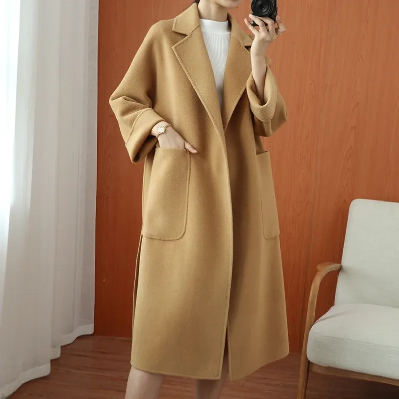 winter wool brown elegant long coat 2263 winter wool brown elegant long coat 2263