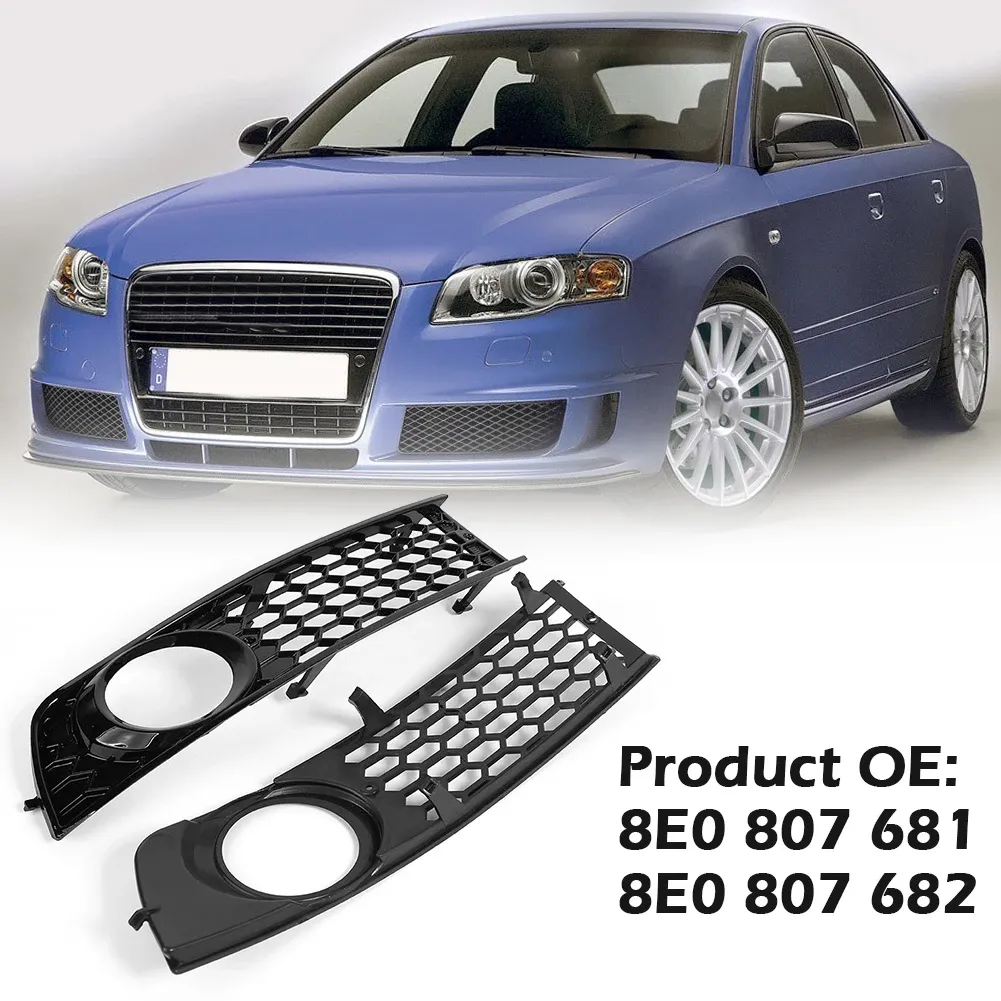 thumbnail image 2 of Gloss Black Honeycomb Grille Set For Audi A4 B6 Sedan 2002-2005 – Front Upper, Lower & Fog Lamp Grilles 2 of 2