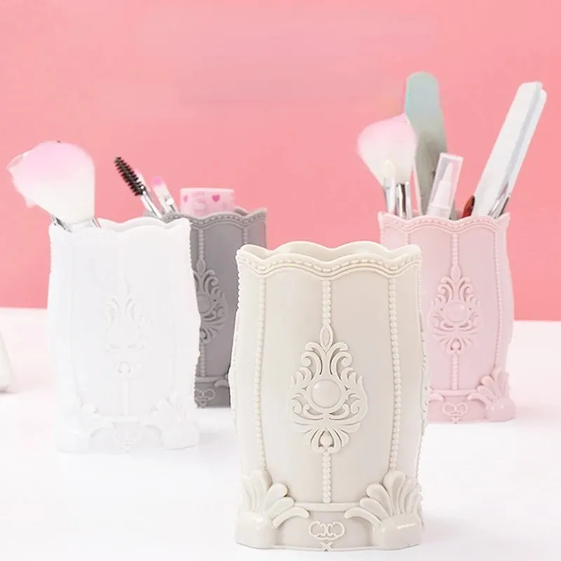 Vintage Flower Carved Pattern Makeup Brush Storage Box Brush Pen Pencil Storage Pot Holder Container Desk Organizer Gift1. makeup brush organizer box