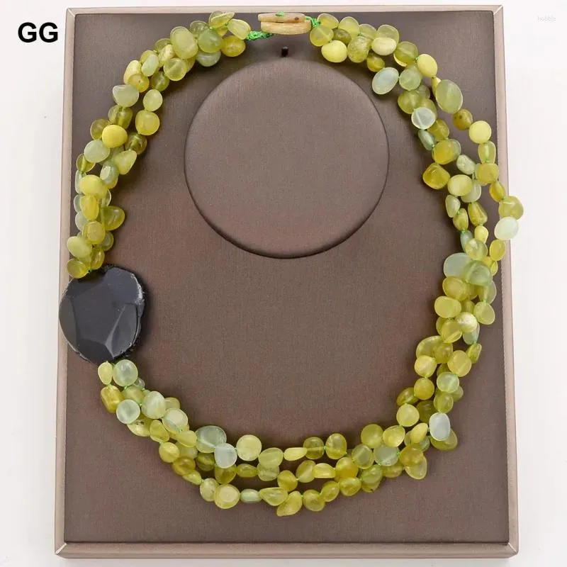 Pendant Necklaces G-G 20'' 4 Strands Beautiful Natural Fancy Olive Jade And Green Agate Necklace For Women