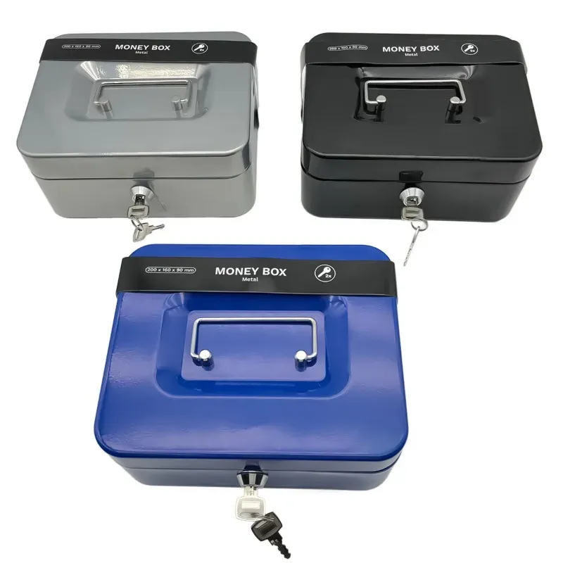 Lockable Safe Box Durable Steel Cash Box With Removable Tray And Secure ...