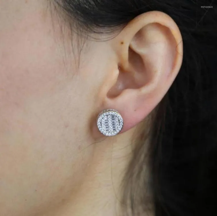 Studörhängen geometrisk rund hjärtformad skruv tillbaka två ton guldfärg Micro Pave Full CZ Iced Out Bling Earring2973984